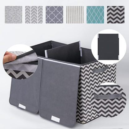 GRANNY SAYS Toy Chest with Lids, Foldable Stuffed Animal Storage with Handles, Toy Storage Organizer for Nursery Room Playroom, Living Room, Large Toy Box for Girls and Boys, Dark Gray V Pattern