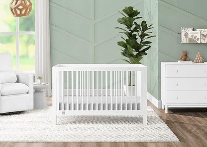 babyGap by Delta Children Charlie 6-in-1 Convertible Crib TrueSleep Crib and Toddler Mattress (Bundle), Bianca White