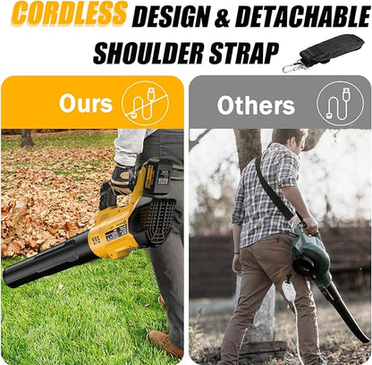 Leaf Blower Cordless, Electric Leaf Blowers Up to 580 CFM 160 MPH, Battery Powered Blowers for Lawn Care, Patio, Garage(2 * 20V 3.0 Ah Batteries and Charger included)