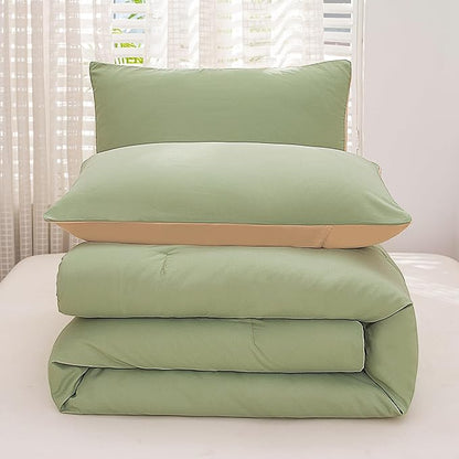 NINENINE King Comforter Set Sage Green Bedding Light Green Comforter Set Comforter Set for Women Men Solid Color Camel Green Comforter Sets with 1 Comforter 2Pillowcases