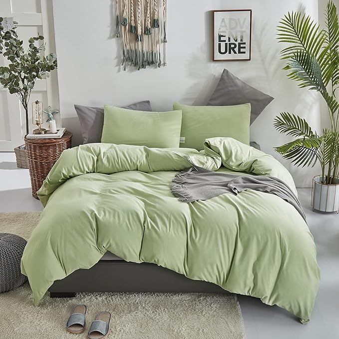 Light Green Comforter Set King Solid Sage Green Bedding Set Lightweight Women Soft Light Mint Green Blanket 3 PCs Durable Comforter Set King Men Breathable Sage Green Bed Comforter Set