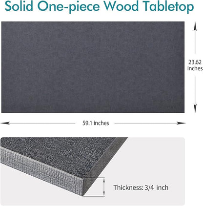 Kaboon Universal Tabletop 59.1"x23.62", Solid One-Piece Melamine Table Top, Double Desk L-Desk DIY, Home and Office Countertop, Greylish Blue