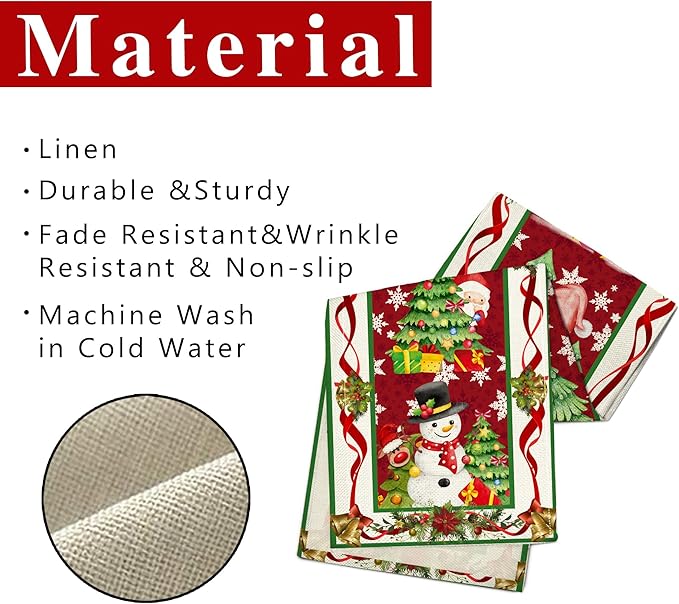 Christmas Table Runner 90 Inch Snowflake Buffalo Plaid Table Runner Christmas Theme Holiday Xmax Snowman Gnome Christmas Table Runner Decor for Kitchen Dining Table Home Party Decorations