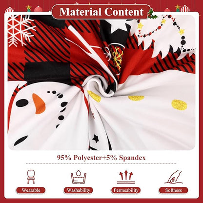 U'Artlines Christmas Chair Covers Set of 4, Removable Washable Merry Christmas Dining Chair Seat Covers Stretch Protector Slipcovers for Dining Room Kitchen Holiday Party Decor, Red Buffalo Plaid