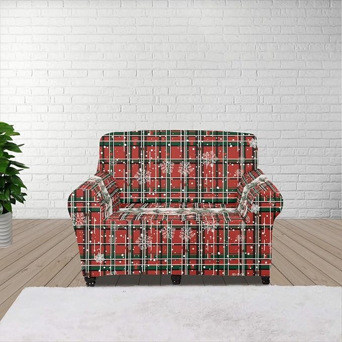 FKELYI Christmas Decorations Sofa Couch Cover Comfortable Furniture Protector Easy Going Stretch Sofa Slipcover with Elastic Bottom S