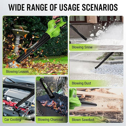 WORKPRO Cordless Leaf Blower, 20V Battery Powered Leaf Blower for Lawn Care, 2-Speed Control Lightweight Mini Electric Leaf Blower wih Battery and Charger