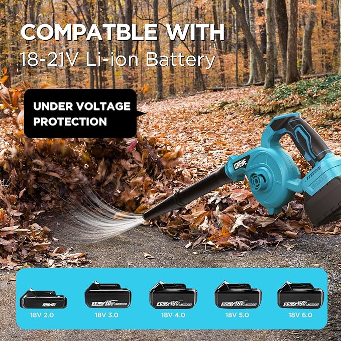 Cordless Leaf Blower, 150Mph 3 Speed Mode Handheld Electric Leaf Blowers 2-in-1 Lightweight Mini Cordless Leaf Vacuum with Brushless Motor for 18-21V Battery(Battery Not Included)