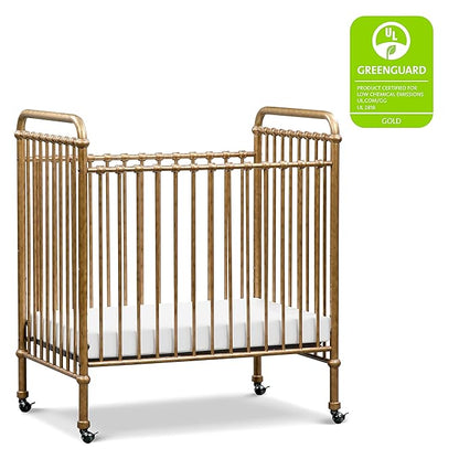 NAMESAKE Abigail 3-in-1 Convertible Mini Metal Crib in Vintage Gold, Greenguard Gold Certified