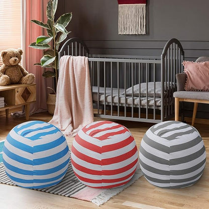 2 PCS Stuffed Animal Storage Bean Bag Chair Cover, Cotton Canvas Beanbag with Zipper for Organizing Kid's and Adults Room Red 24"