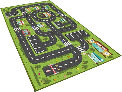 Car Rug Play Mat, Road Rug Carpet for Kids, City Life Educational Road Traffic Carpet for Ages 3-12 Years Old(140×200cm/55×79inch)