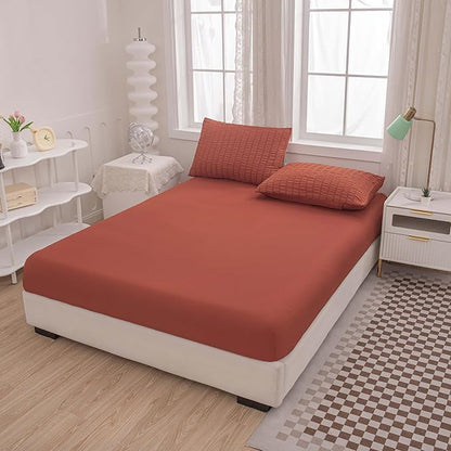 Burnt Orange Comforter Set Queen,Queen Sized Comforter Bedding Set, Burnt Orange Terracotta Bedding Set Queen Size,5 Pcs Lightweight Microfiber Bed Set