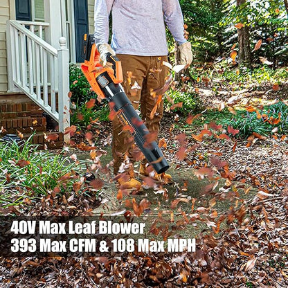 LawnMaster CLBL4016A Cordless Leaf Blower 40V Max with 2.0Ah,Battery Powered Leaf Blower Lightweight for Lawn Care, Leaves and Snow Blowing(Battery & Quick Charger)