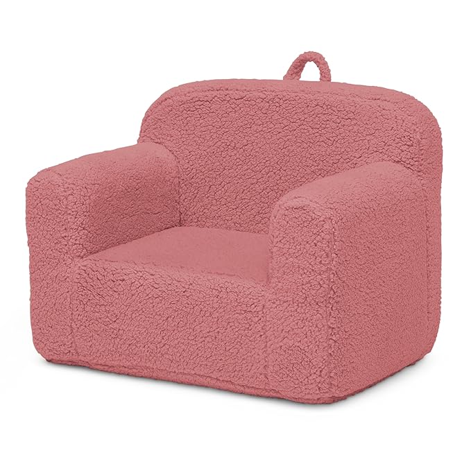 Delta Children Sherpa Cozee Chair - Foam Kids Chair for Ages 18 Months and Up, Rose