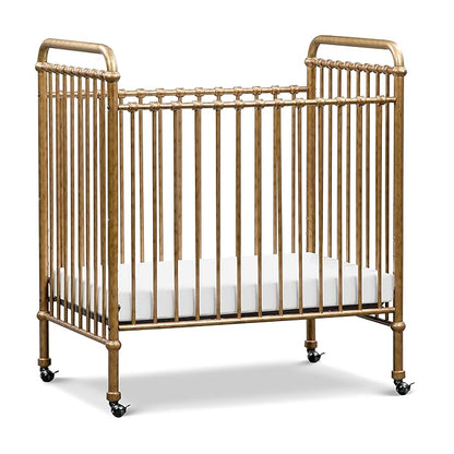 NAMESAKE Abigail 3-in-1 Convertible Mini Metal Crib in Vintage Gold, Greenguard Gold Certified