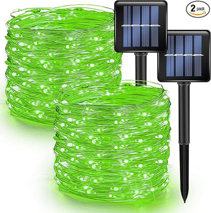 Dazzle Bright 2 Pack Solar String Lights Outdoor, Total 80FT 240LED St. Patrick's Day Waterproof Fairy Lights 8 Modes, Copper Wire Lights for Christmas Patio Party Yard Decoration (Green)