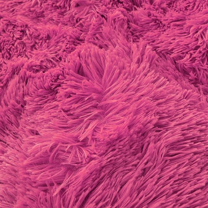 Fluffy Faux Fur hot pink Comforter Cover Set Queen - Ultra Soft Plush hot pink Bedding Sets 3 Pieces (1 fluffy duvet cover + 2 Faux Fur Pillow case) Cute hot pink Bed Set (Hot pink, Queen)