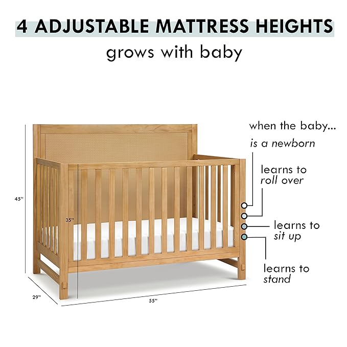 Davinci Margot 4-in-1 Convertible Crib in Honey GREENGUARD Gold Certified
