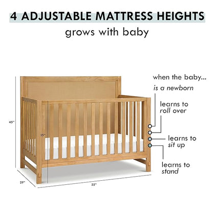 Davinci Margot 4-in-1 Convertible Crib in Honey GREENGUARD Gold Certified