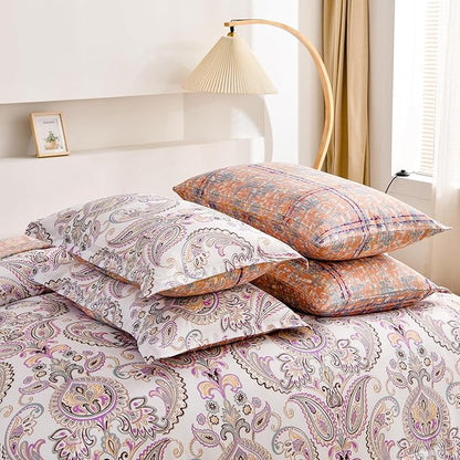 Yiran 7 Pieces Paisley Comforter Set Bed in a Bag Boho Floral Comforter Soft Microfiber Paisley Bedding Set Queen Size 90"×90"(1 Comforter,2 Pillowcases,2 Pillow Shams,1 Flat Sheet,1 Fitted Sheet)