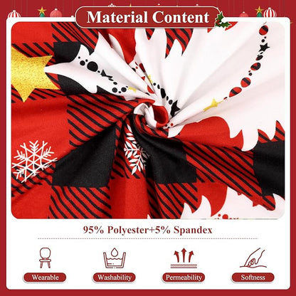 U'Artlines Christmas Chair Covers Set of 6, Removable Washable Merry Christmas Dining Chair Seat Covers Stretch Protector Slipcovers for Dining Room Kitchen Holiday Party Decor, Red Buffalo Plaid
