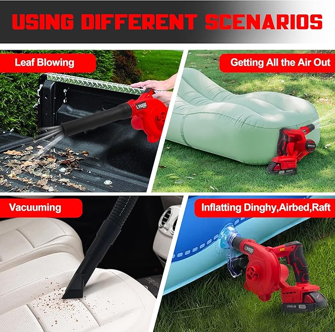 Cordless Leaf Blower for Milwaukee M18 Battery,2-in-1 Handle Electric Blower + Vacuum Cleaner, 6 Variable Speed Up to 180MPH,Electric Jobsite Air Blower with Brushless Motor (Only Tools)