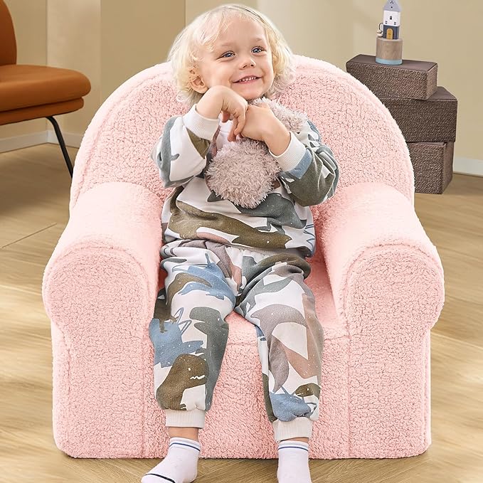 Kids Chair Toddler Chair Sherpa Couch Sherpa Kids Bean Bag Chair,Cuddly Toddler Chairs Comfy Plush Chair Toddler Couch Reading Chair for Kids Fuzzy Baby Chair Pink
