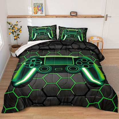 Boys Comforter Set,Gaming Bedding for Kids Teen,Game Console Comforter Set for Gamer Room Decor(comforter-Game43,Queen)