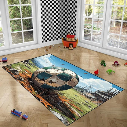 Football Rug for Boys Bedroom - Kids Rug Football Rug Basketball Rugs for Teen Boys Bedroom Football Carpet for Boys Bedroom Football Rugs for Boys Girls Sports Room,4'5''×6'