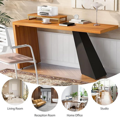NicBex Laik-DW-00035-DX Desks, 62.99" W x 23.22" D x 29.52" H, Teak
