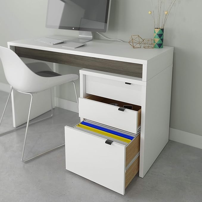 Nexera 211348 Reversible Office Desk Panel, White & Bark Grey