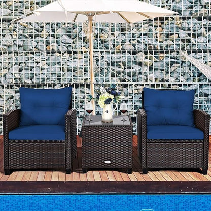3 PCS Patio Furniture Set, OneSize, Navy