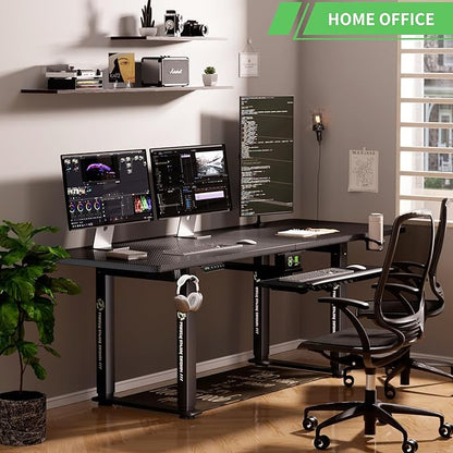 X-Win Electric Height Adjustable Standing Desk, 71" x 31.5" Inch 4-Leg Ergonomic Sit to Stand Desk for Home Office, Powerful Dual Motor Work Desk, Carbon Fiber Textured Black