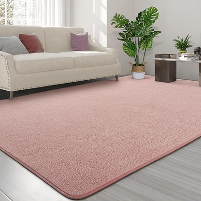 Area Rugs for Bedroom Living Room, 5x8 Pink Super Soft Comfy Thickened Memory-Foam Indoor Carpets, Modern Aesthetic Minimalist Carpet for Boys Girls Adults Apartment Nursery Home Décor
