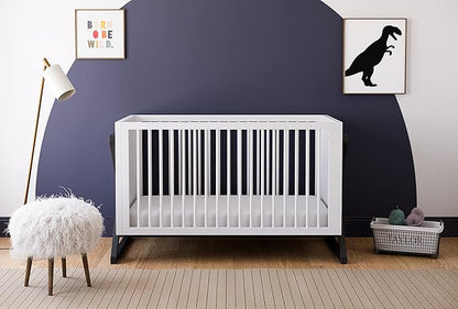 Storkcraft Equinox 3-in-1 Convertible Crib (Gray) – Easily Converts to Toddler Bed and Daybed, 3-Position Adjustable Mattress Support Base, Modern Two-Tone Design for Contemporary Nursery