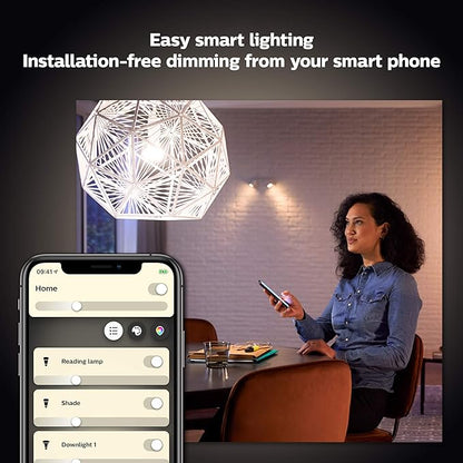 Philips Hue Smart 40W B39 Candle-Shaped LED Bulb - Soft Warm White Light - 2 Pack - 450LM - E12 - Indoor - Control with Hue App - Works with Alexa, Google Assistant and Apple Homekit
