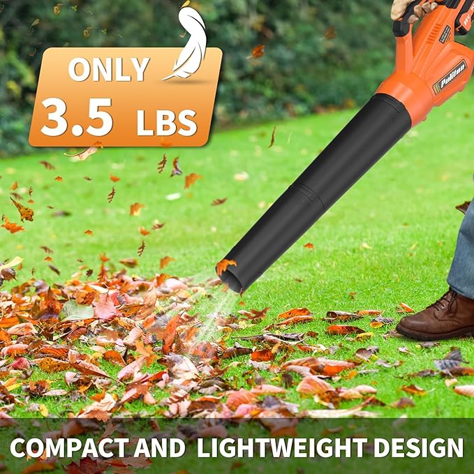 Leaf Blower 20V Leaf Blower Cordless with 4.0Ah Battery and Charger, High Power 400 CFM Electric Leaf Blower, Lightweight Handheld Cordless Blower for Lawn Care Yard Patio Garden Leaves Snow (Orange)