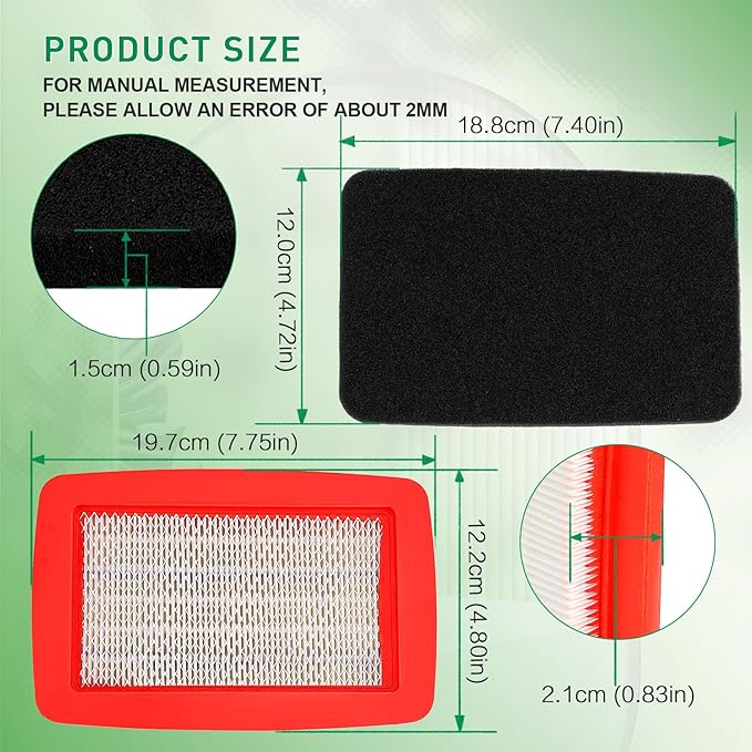 544271501 512654101 Air Filter & Pre Filter for Redmax EBZ8500 EBZ7500 EBZ8000 EBZ8001 EBZ8050 EBZ8050RH EBZ8500RH Husqvarna 170BF 180BF 180BT 370BFS 380BFS 570BFS 580BFS T4012-82310 T4012-82320