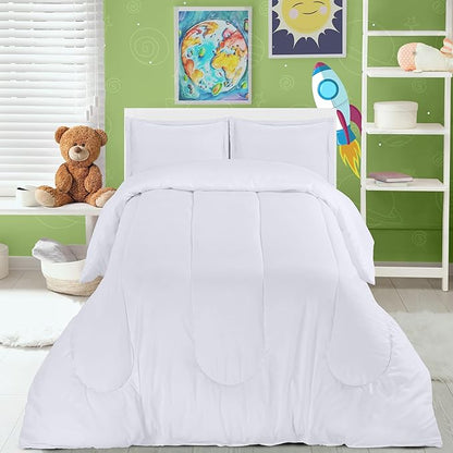 Utopia Bedding All Season White Comforter Set with 2 Pillow Cases, 3 Piece Soft Brushed Microfiber Kids Bedding Set for Boys/Girls, Machine Washable (Twin)