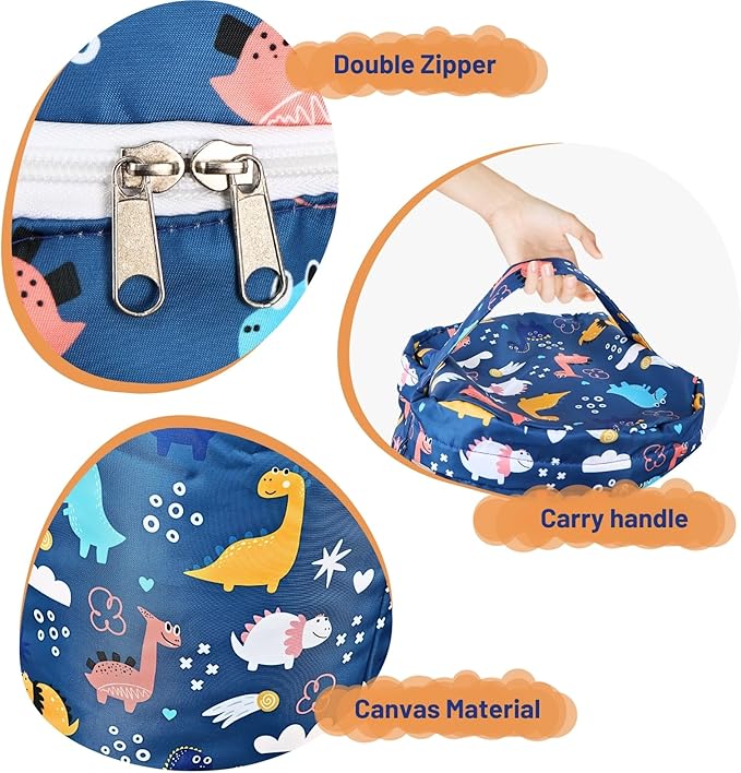 Dinosaur Stuffed Animal Storage Bean Bag Cover for Kids - Organize, Sit, Play & Box Help Promote Comfort and Relaxation - Perfect Playroom & Bedroom Plush Toys Beanbag, Cylinder, Best Gift for Kids