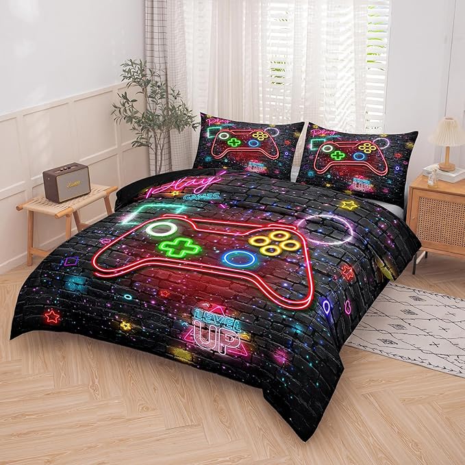 Boys Bedding Sets Twin Size, Gaming Comforter Sets for Boys, Boys Twin Comforter Set, Teen Boy Gamer Bedding Set with 1 Pillowcase…
