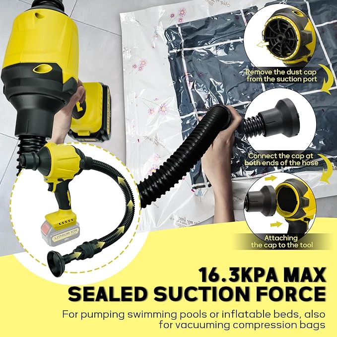 Cordless Dust Blower for Dewalt 20V Battery, Leaf Blower Brushless Handheld Inflator Cleaner Duster, for Cleaning,Inflating, Vacuum Compression