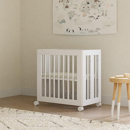 Babyletto Yuzu Convertible All-Stages Bassinet, Midi, Full-Size Crib in White, Greenguard Gold Certified, Portable & Adjustable with Conversion Kits and Pads Included