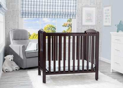 Delta Children Emery Mini Convertible Baby Crib & Twinkle Stars 3-Inch Waterproof Mini Crib Mattress, Dark Chocolate