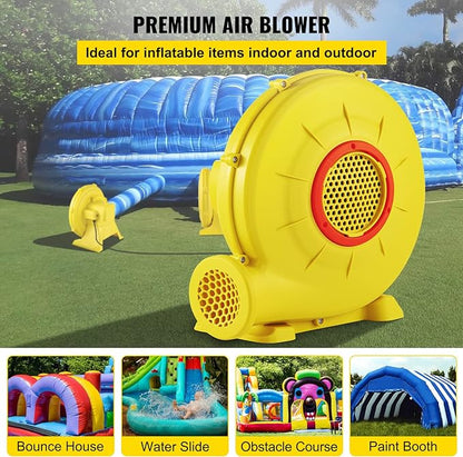VEVOR Air Blower, 450W 0.6HP Inflatable Blower, Portable and Powerful Bounce House Blower, 1750Pa Commercial Air Blower Pump Fan, Used for Inflatable Bouncy Castle and Jump Slides, Yellow