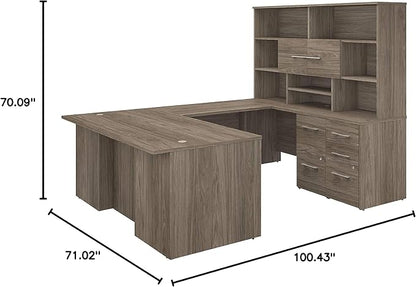 Bush Business Furniture 500 Home Office Desk, 72W, Modern Hickory
