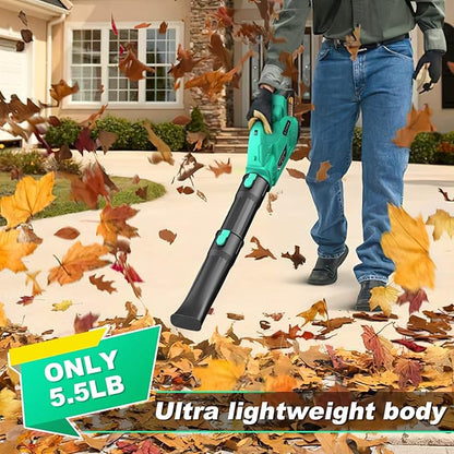 Leaf Blower - 320CFM 180MPH 21V Leaf Blower Cordless with 2 X 5.0 Ah Battery & Charger, Electric Leaf Blower Battery Powered Leaf Blower Lightweight for Snow Blowing & Lawn Care Yard Cleaning