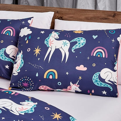 for Kids Unicorn Magic 4-Piece Comforter Set - Beautiful Motif Design Bedding Set with Embrodery Print