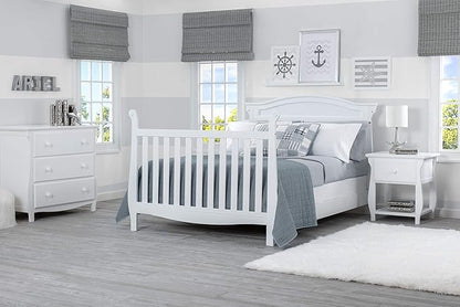 Delta Children Lancaster 4-in-1 Convertible Baby Crib, Bianca White + Serta Perfect Slumber Dual Sided Recycled Fiber Core Crib and Toddler Mattress (Bundle)