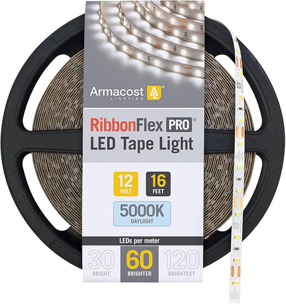 Armacost Lighting RibbonFlex Pro 12-Volt 16.4 ft. LED White Strip Light 60 LEDs/m Daylight (5000K) (162230)