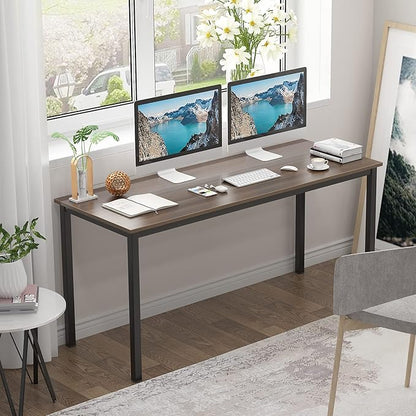 SogesGame Computer Desk, 63 inches Office Desk Computer Table Study Writing Desk Workstation for Home Office, Dining Table Walnut